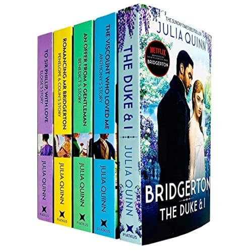 Portada de Bridgerton Family Book Series 5 Books Collection Set by Julia Quinn NETFLIX