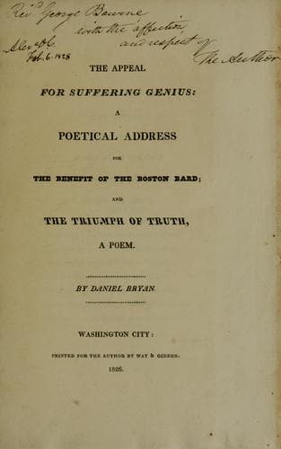 Portada de The appeal for suffering genius: a poetical address for the benefit of the Boston Bard