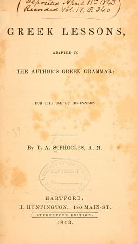Portada de Greek lessons, adapted to the author's Greek grammar