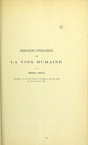 Portada de Observations physiologiques sur la voix humaine
