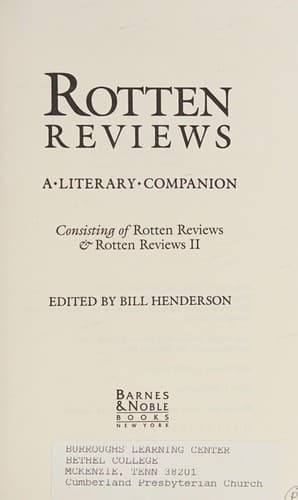Portada de Rotten Reviews a Literary Companion